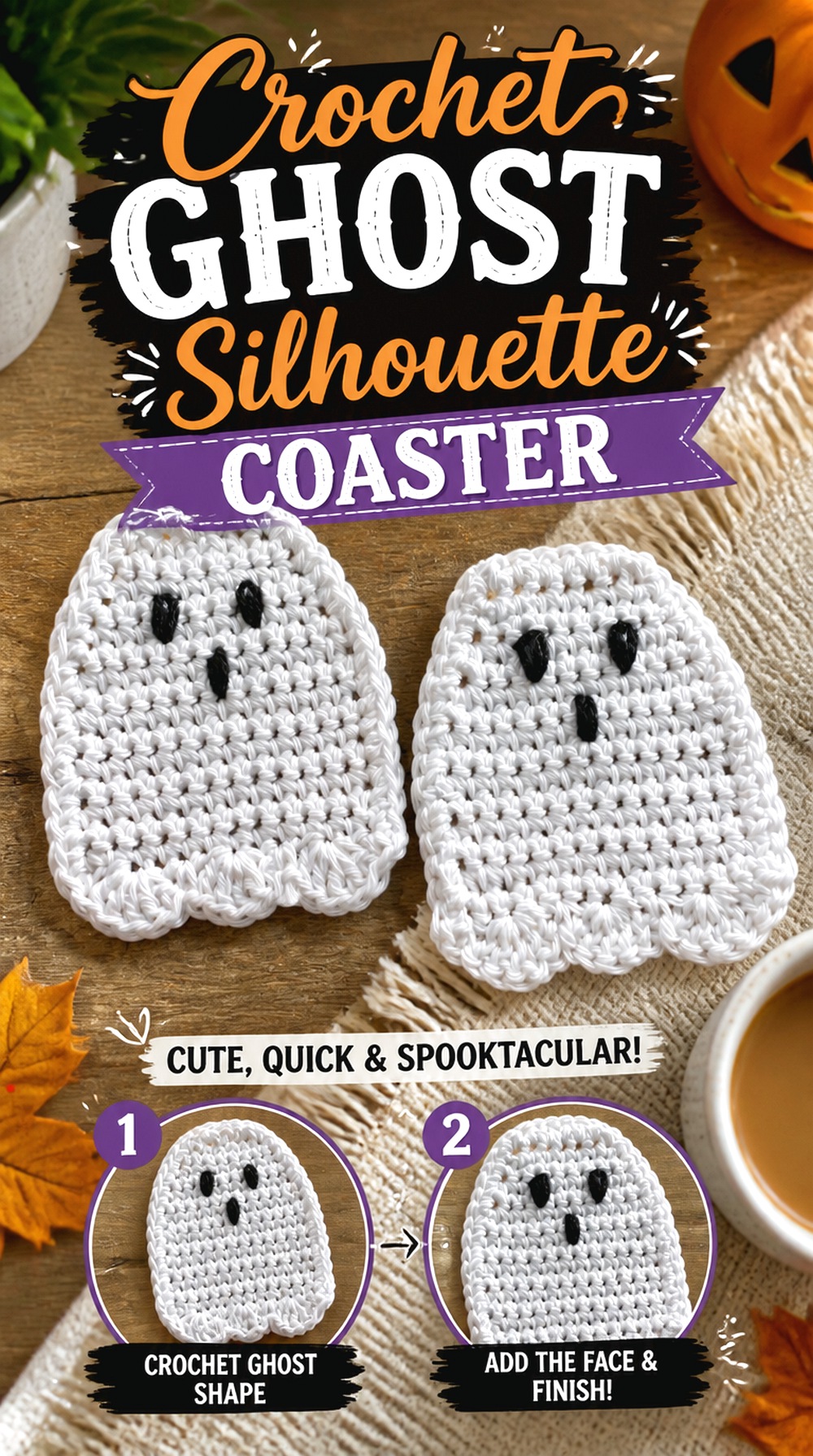 Crochet Ghost Silhouette Coaster