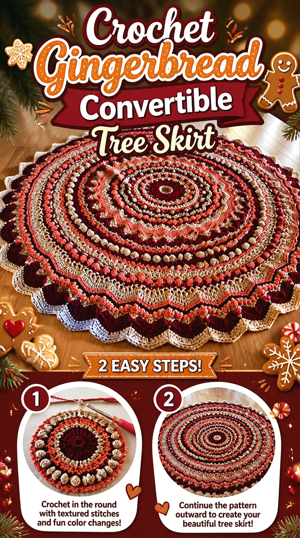 Crochet Gingerbread Convertible Tree Skirt