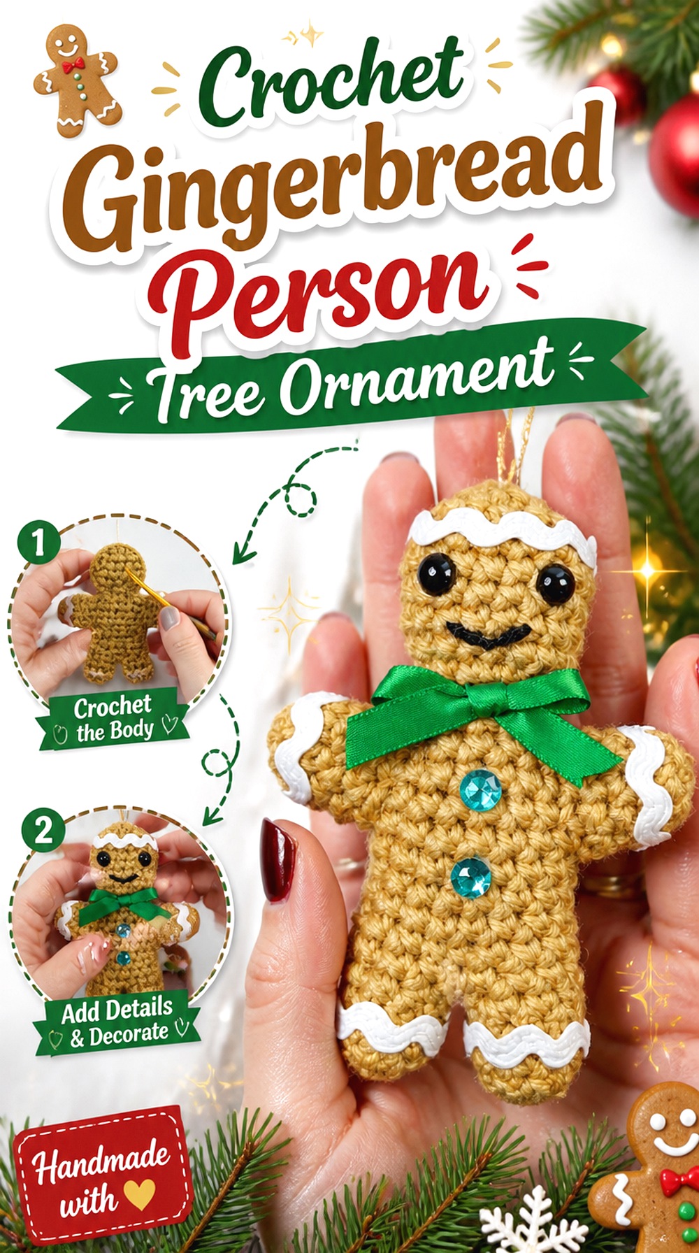 Crochet Gingerbread Person Tree Ornament