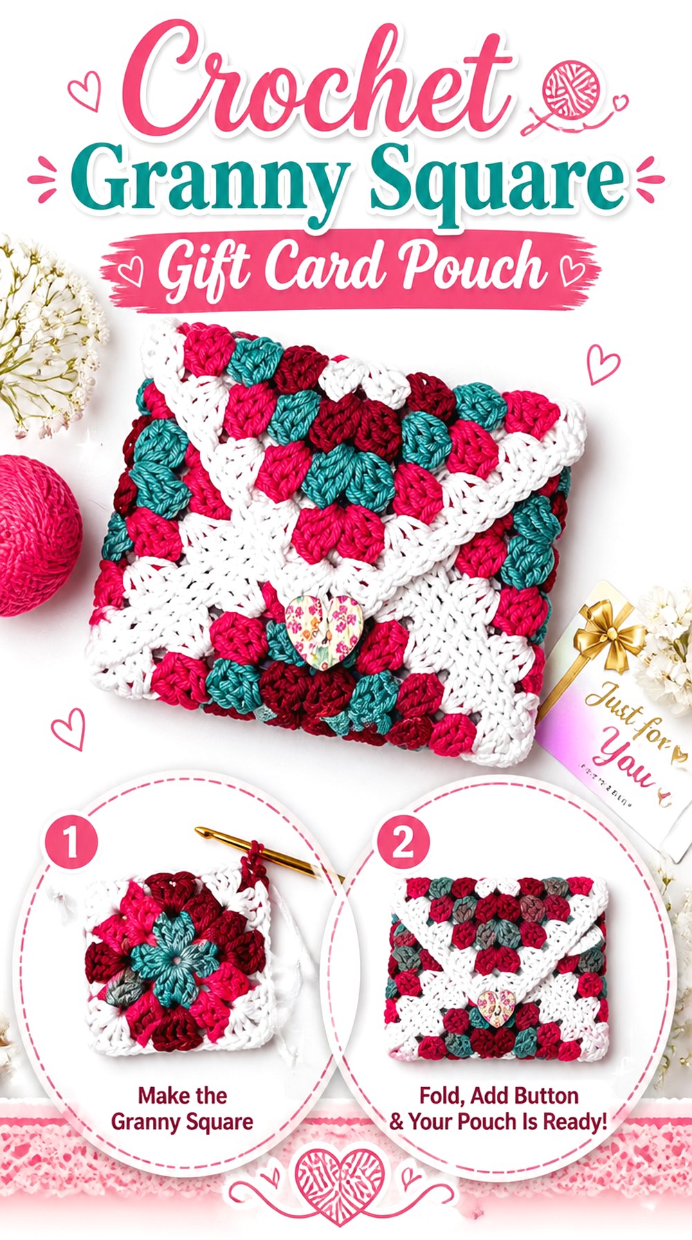 Crochet Granny Square Gift Card Pouch