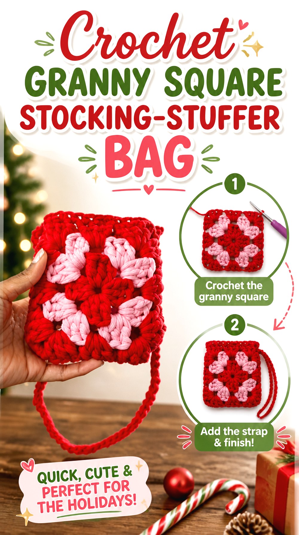 Crochet Granny Square Stocking Stuffer Bag