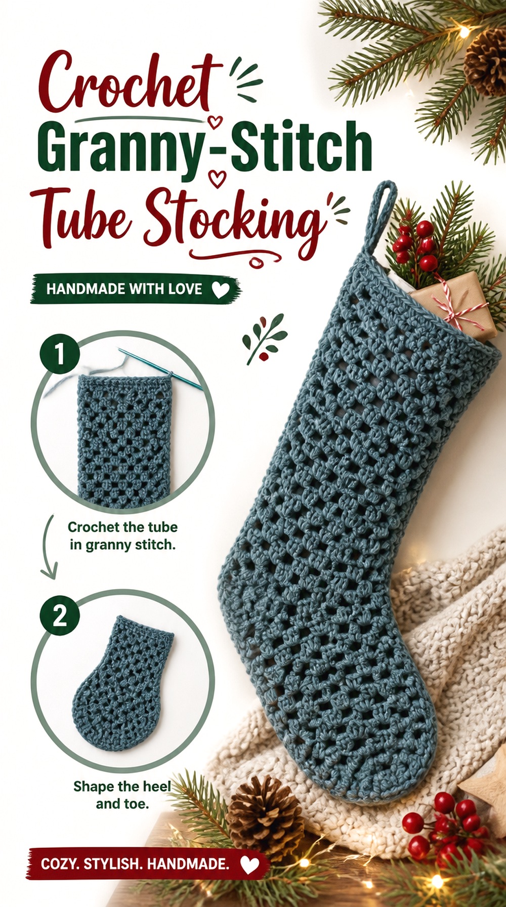Crochet Granny Stitch Tube Stocking