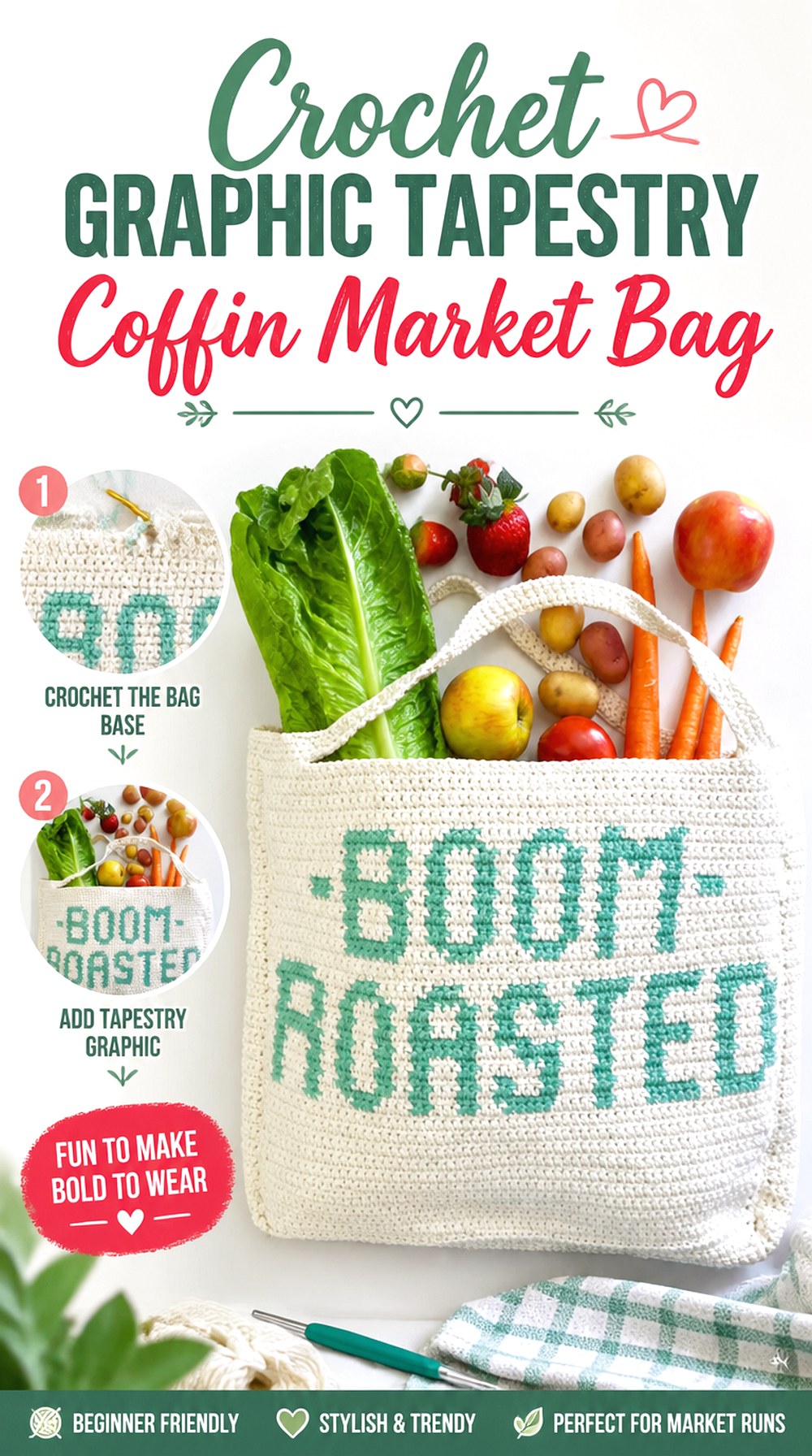 Crochet Graphic Tapestry Coffin Market Bag