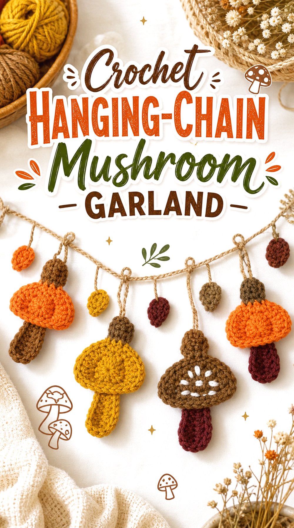 Crochet Hanging Chain Mushroom Garland