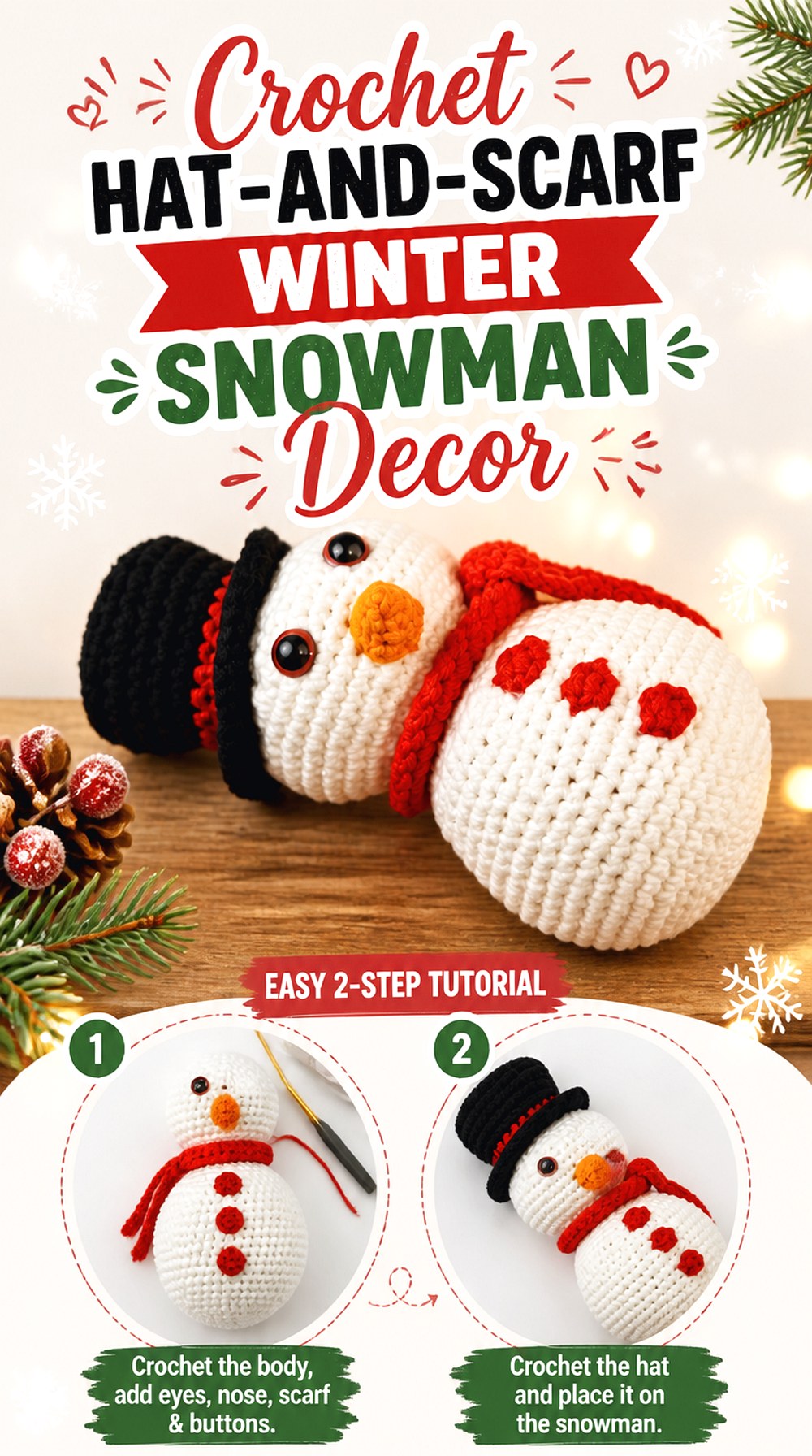 Crochet Hat and Scarf Winter Snowman Decor