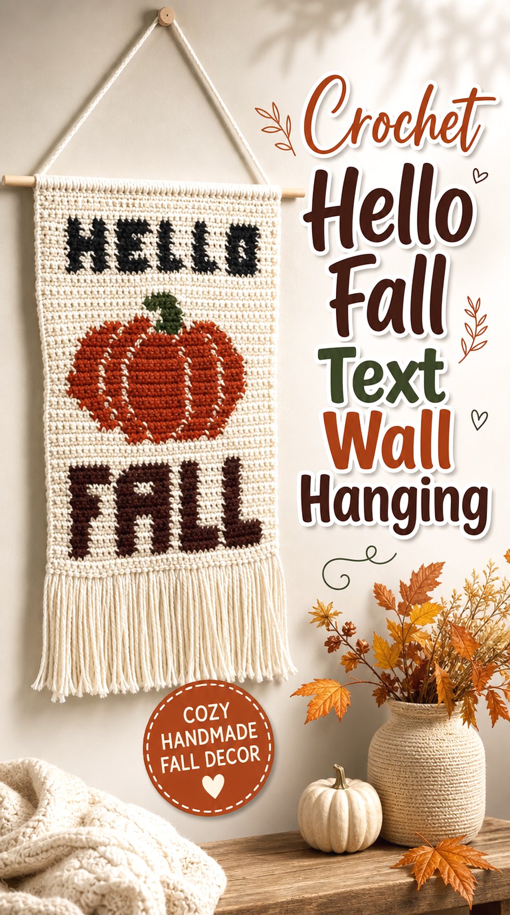 Crochet Hello Fall Text Wall Hanging
