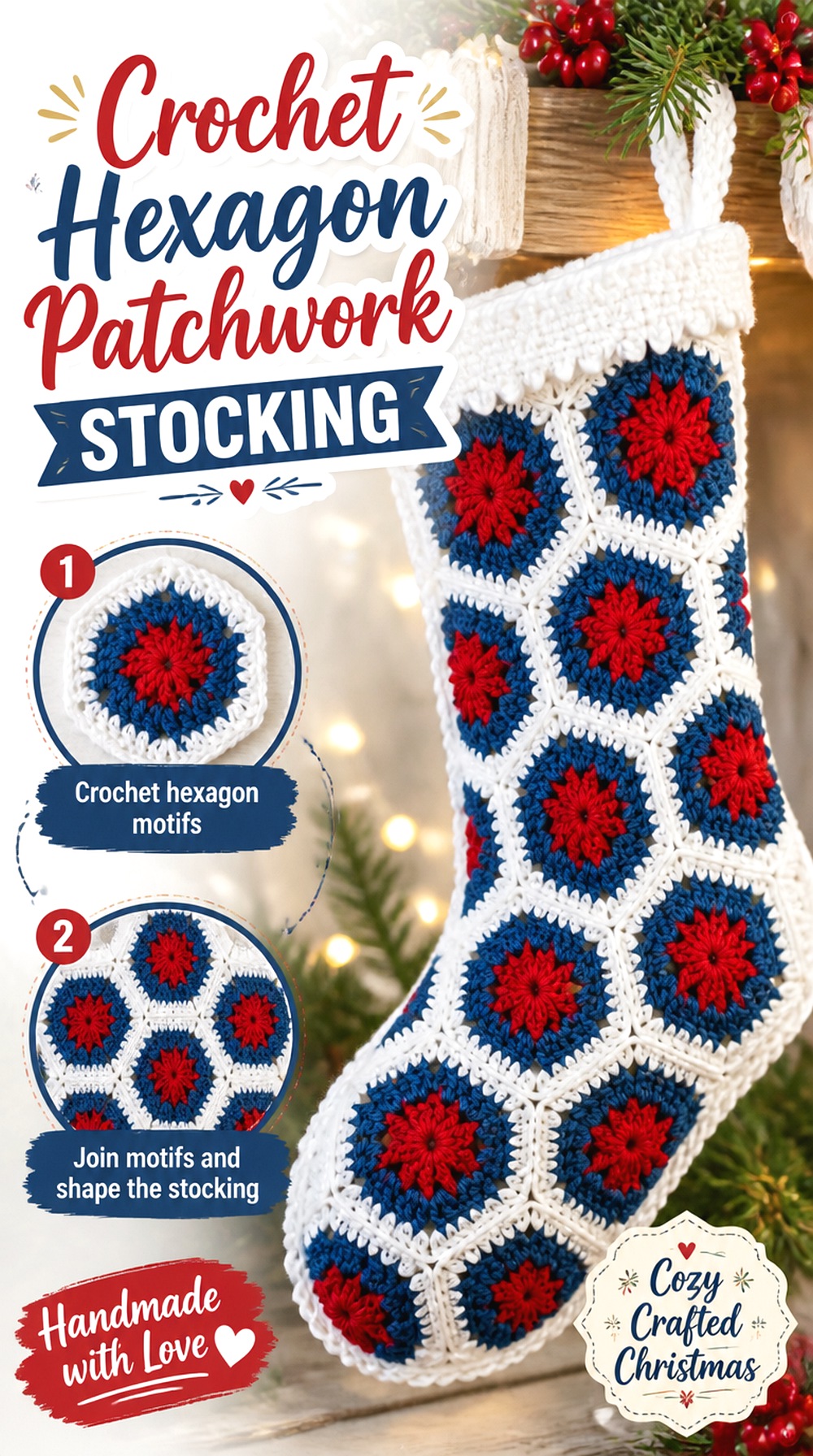 Crochet Hexagon Patchwork Stocking