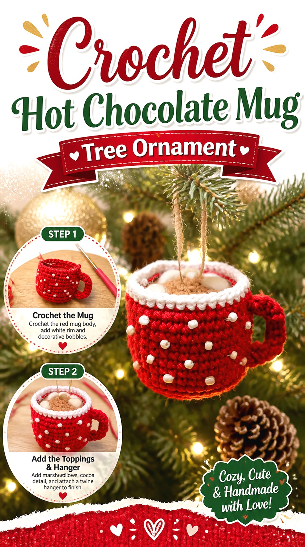Crochet Hot Chocolate Mug Tree Ornament