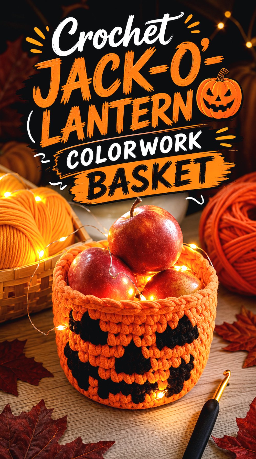 Crochet Jack O’ Lantern Colorwork Basket