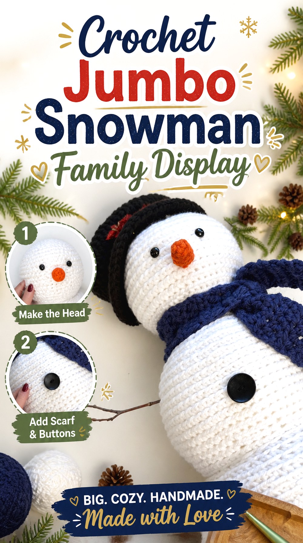 Crochet Jumbo Snowman Family Display