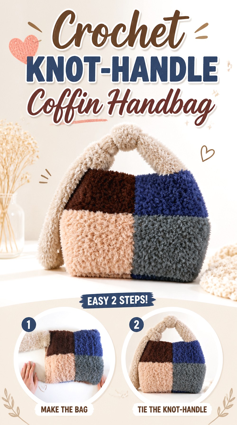 Crochet Knot Handle Coffin Handbag