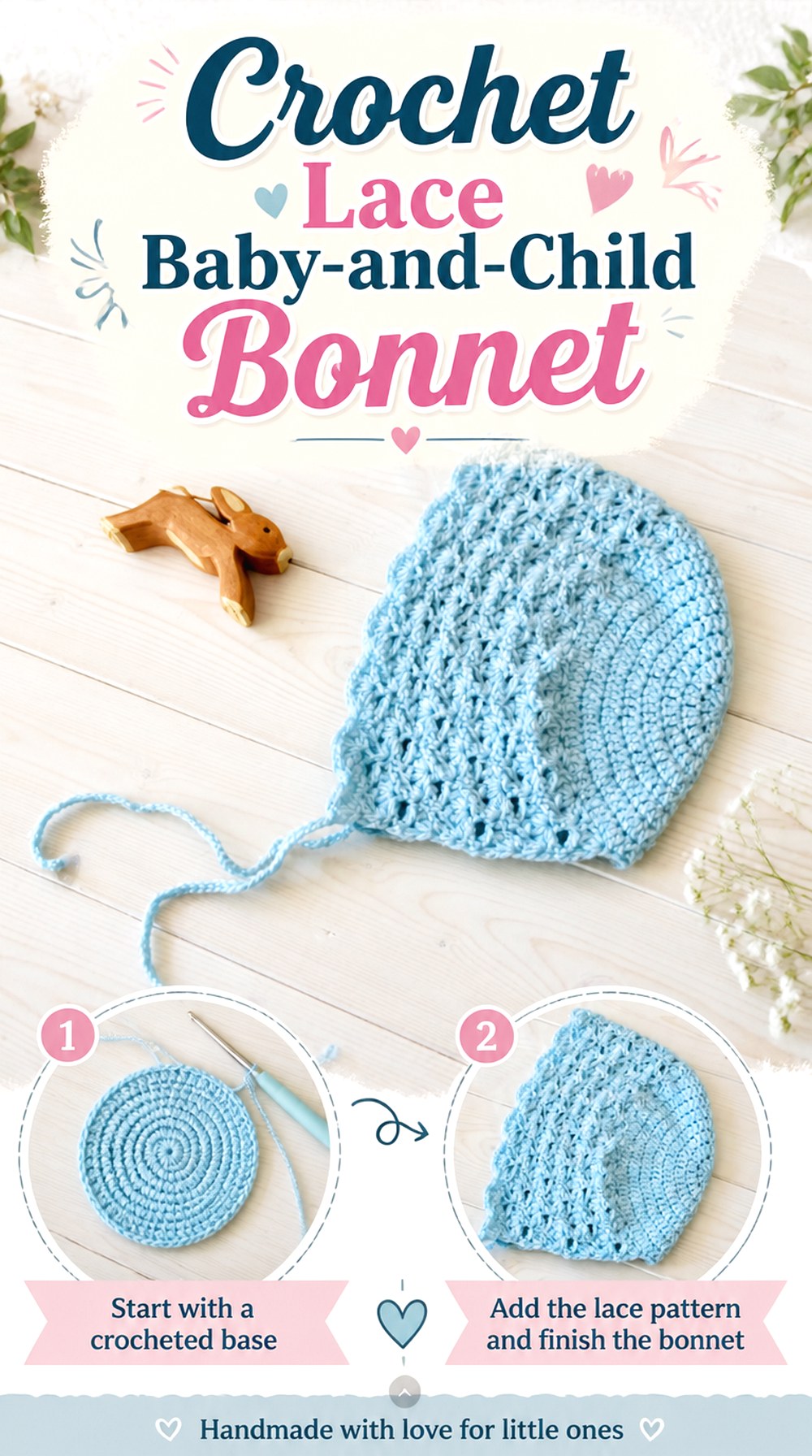Crochet Lace Baby and Child Bonnet