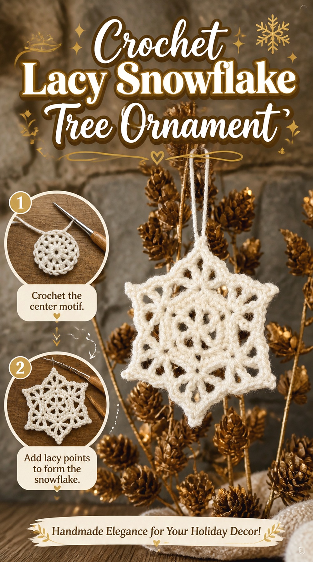 Crochet Lacy Snowflake Tree Ornament