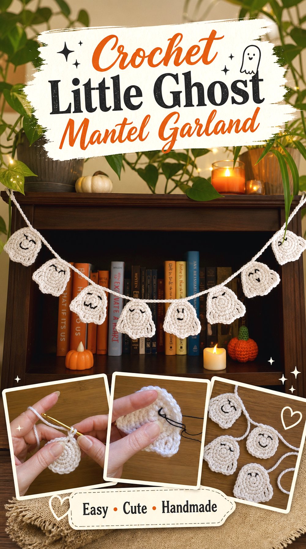 Crochet Little Ghost Mantel Garland