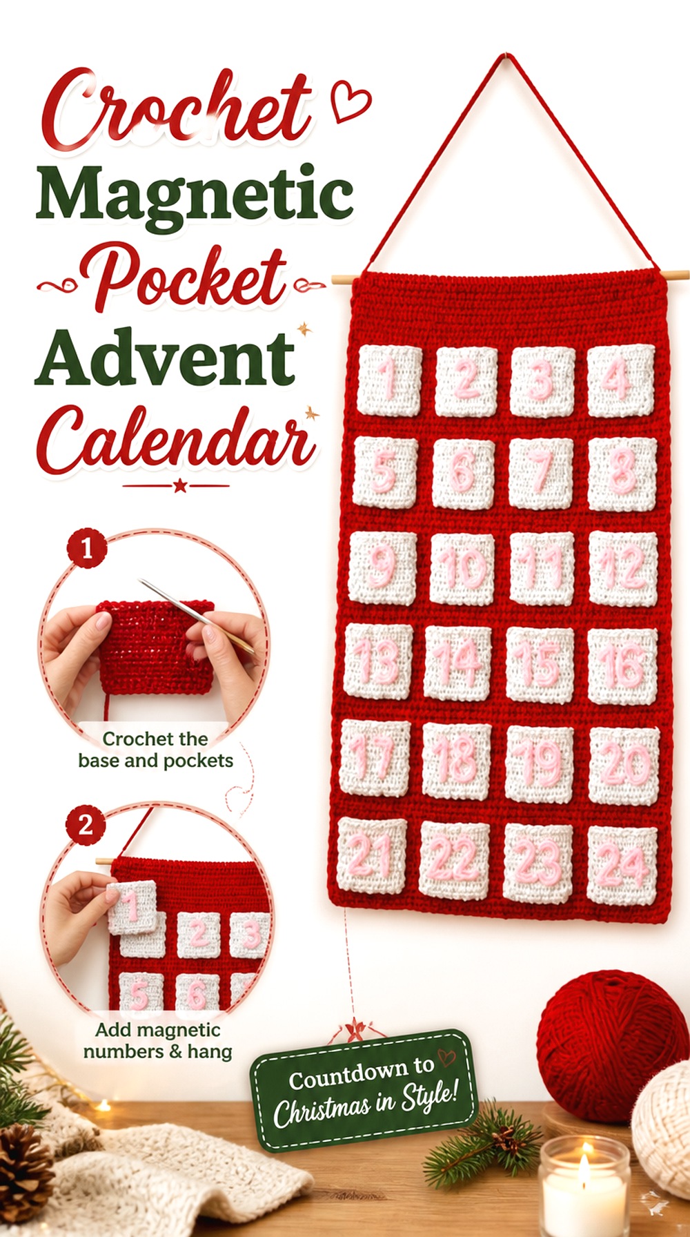 Crochet Magnetic Pocket Advent Calendar
