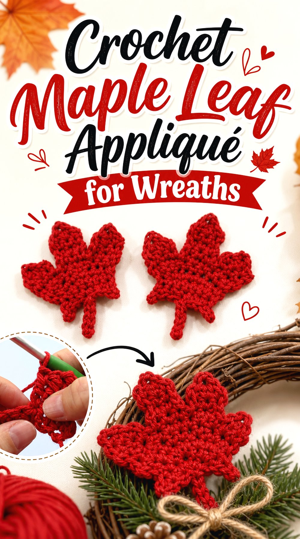 Crochet Maple Leaf Appliqué for Wreaths
