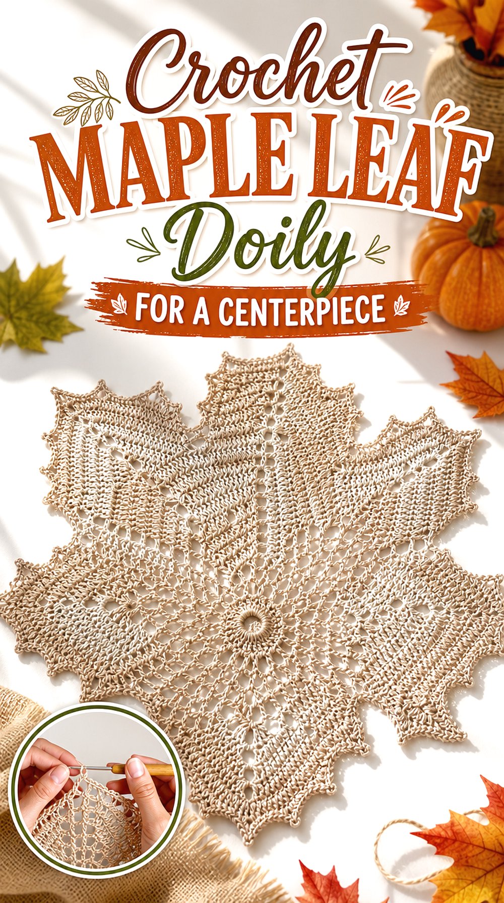 Crochet Maple Leaf Doily for a Centerpiece