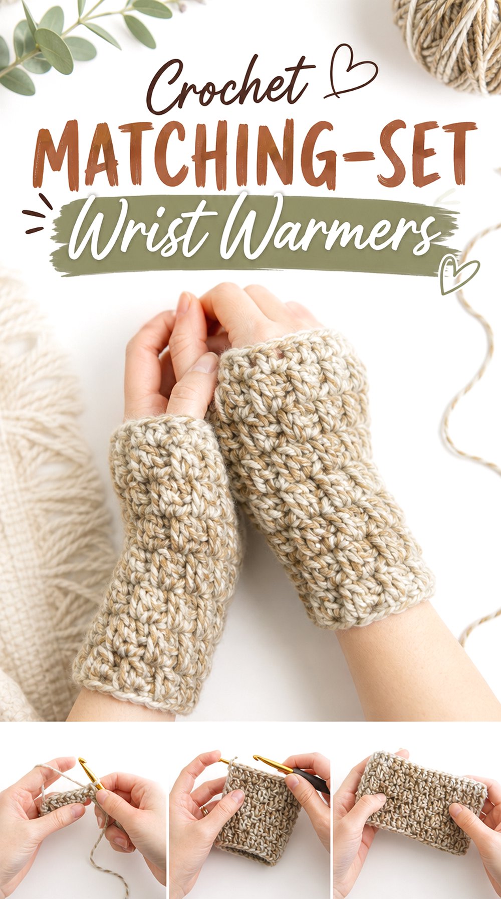 Crochet Matching Set Wrist Warmers