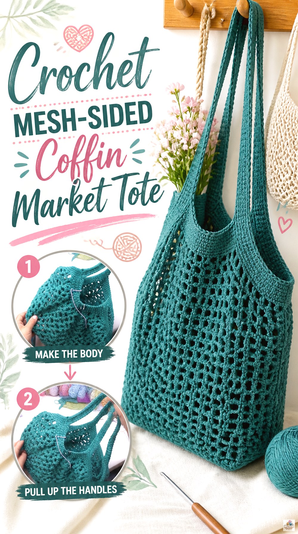 Crochet Mesh Sided Coffin Market Tote