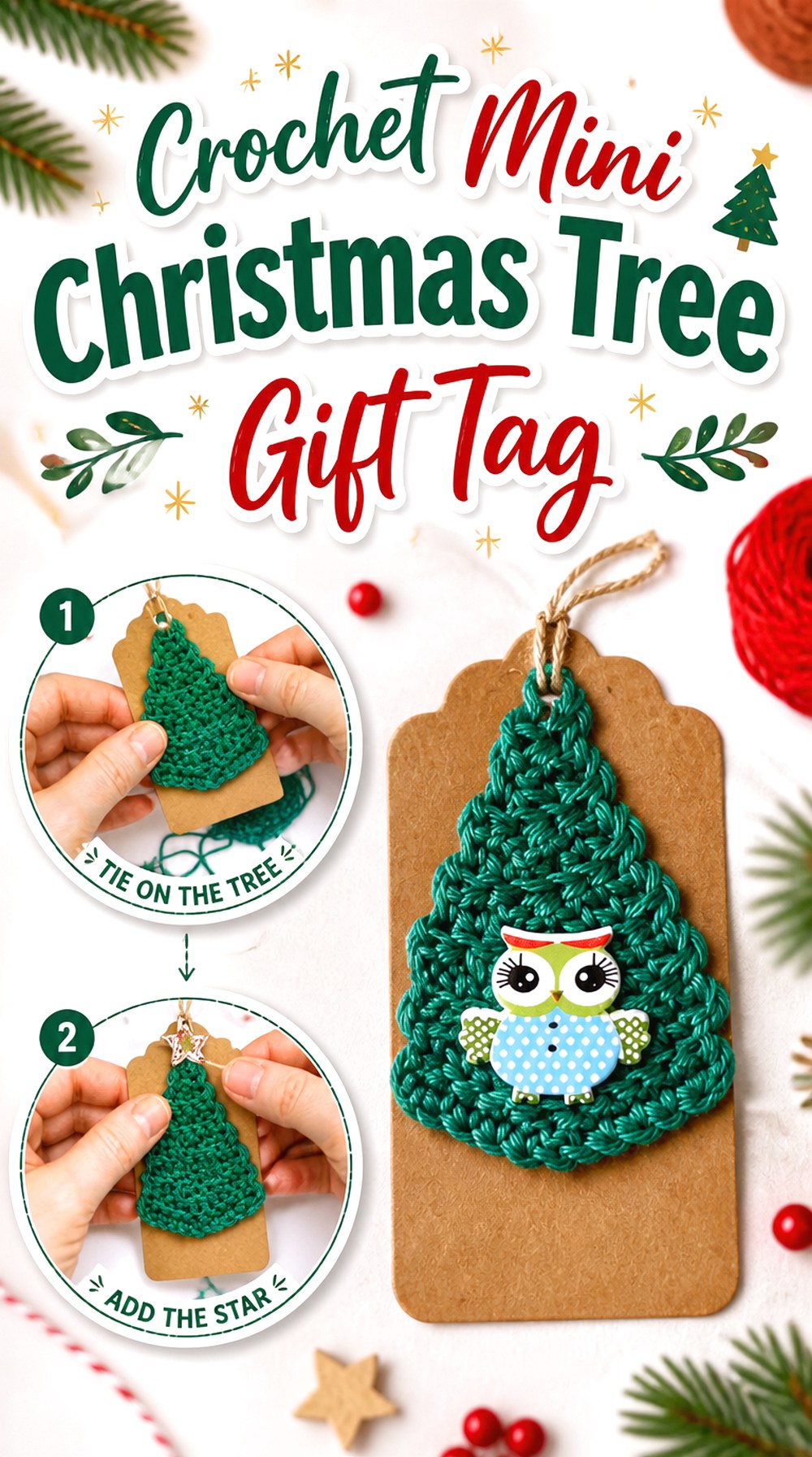 Crochet Mini Christmas Tree Gift Tag