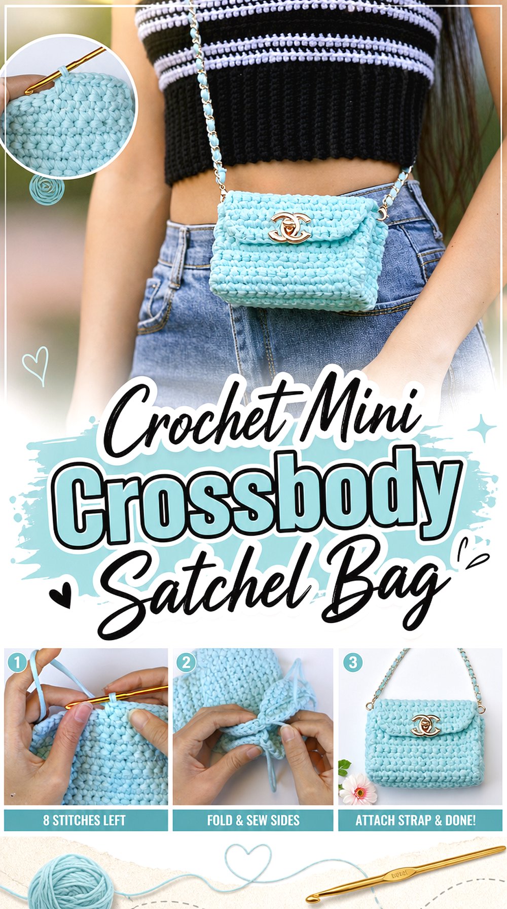 Crochet Mini Crossbody Satchel Bag