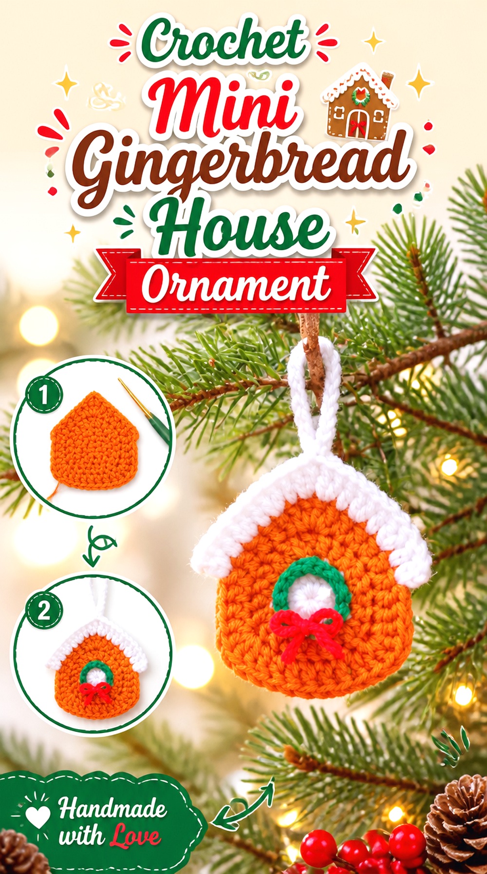 Crochet Mini Gingerbread House Ornament