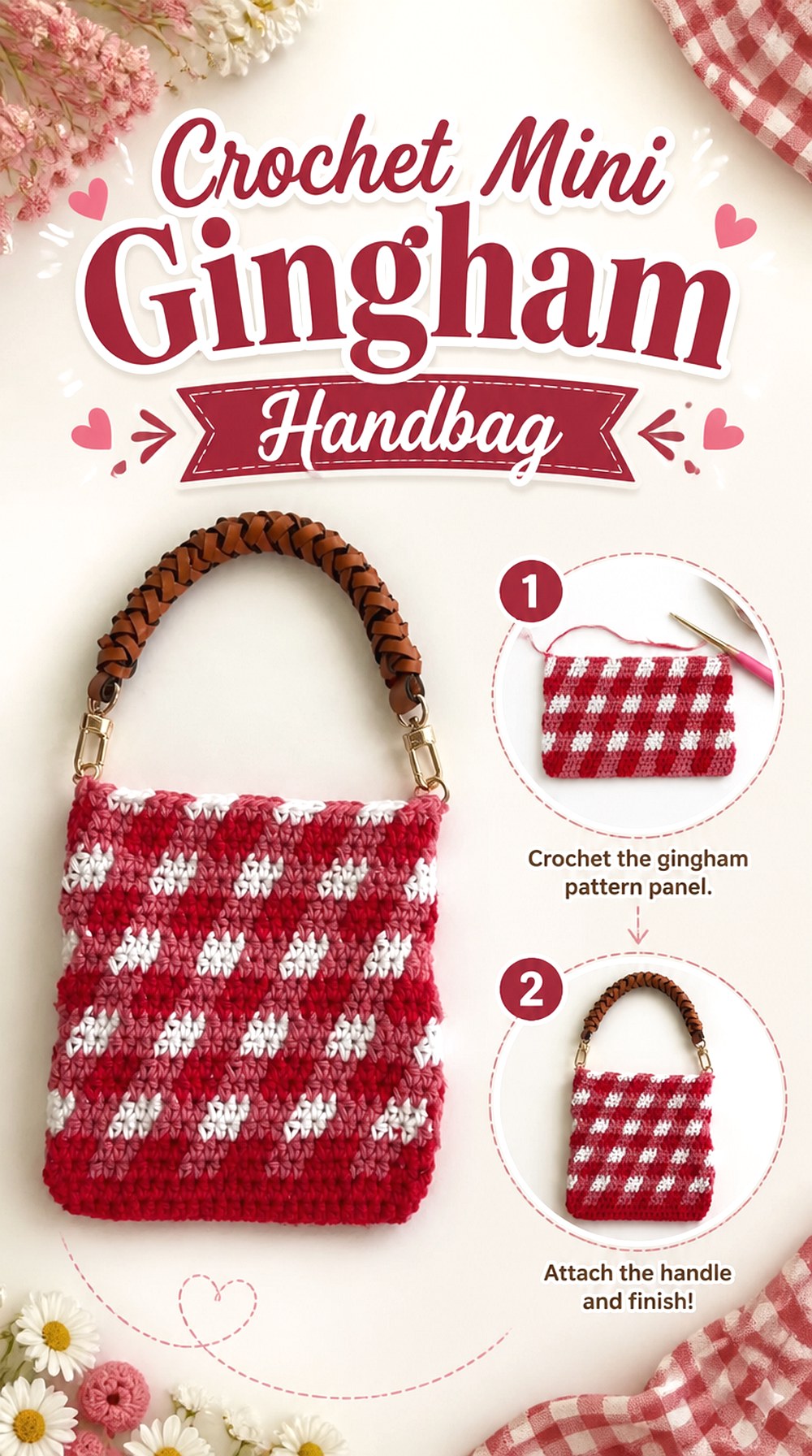 Crochet Mini Gingham Handbag