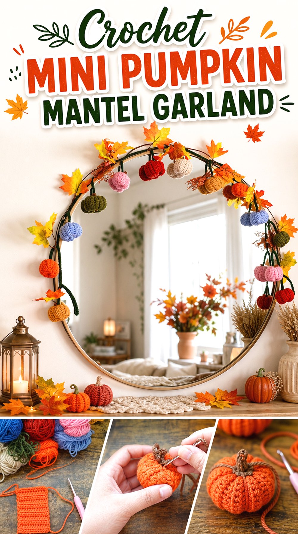 Crochet Mini Pumpkin Mantel Garland