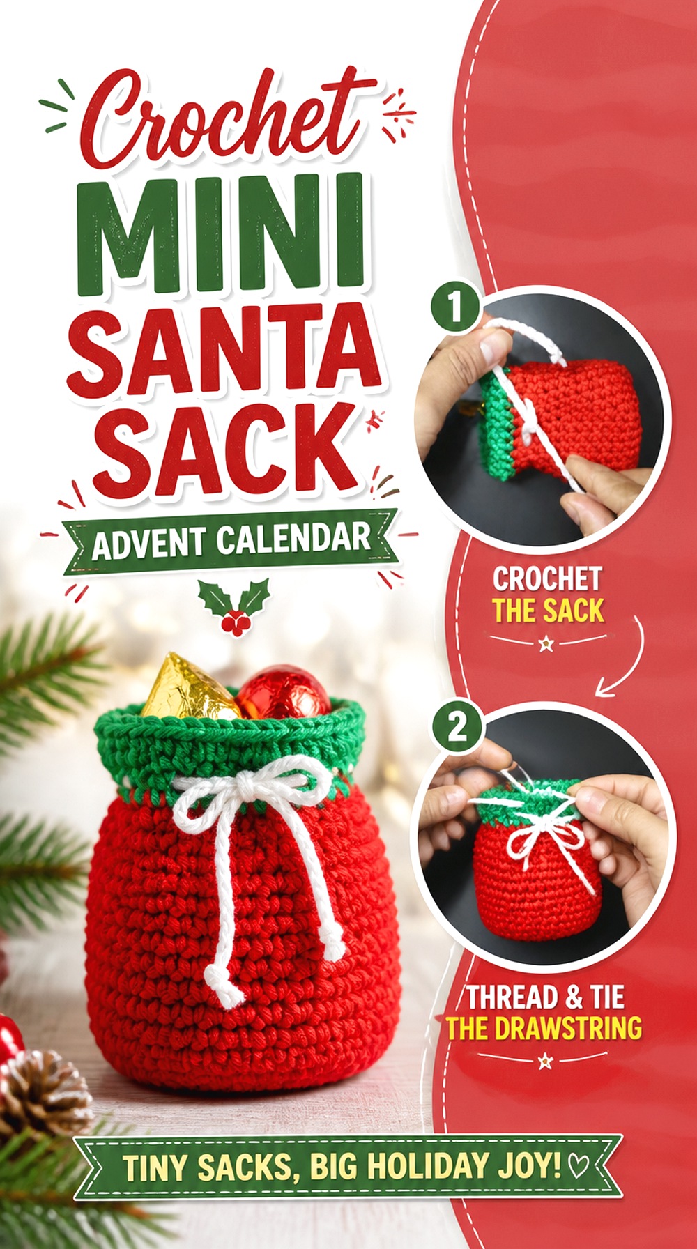 Crochet Mini Santa Sack Advent Calendar