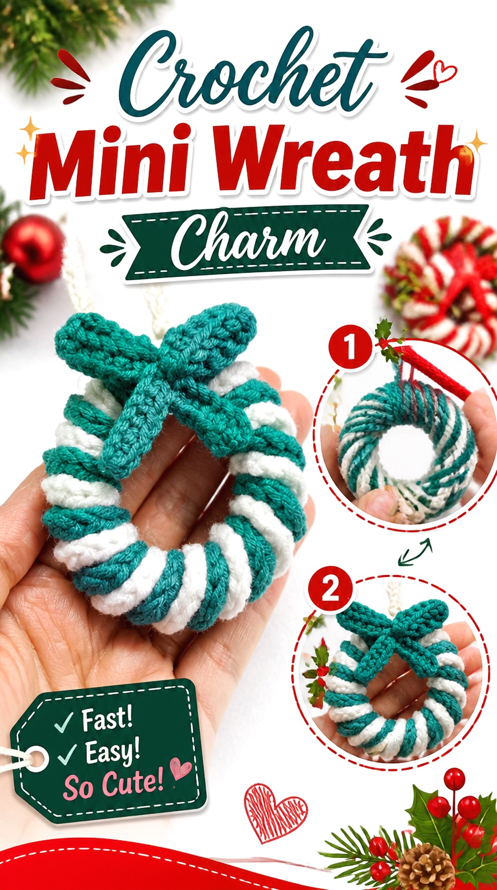 Crochet Mini Wreath Charm