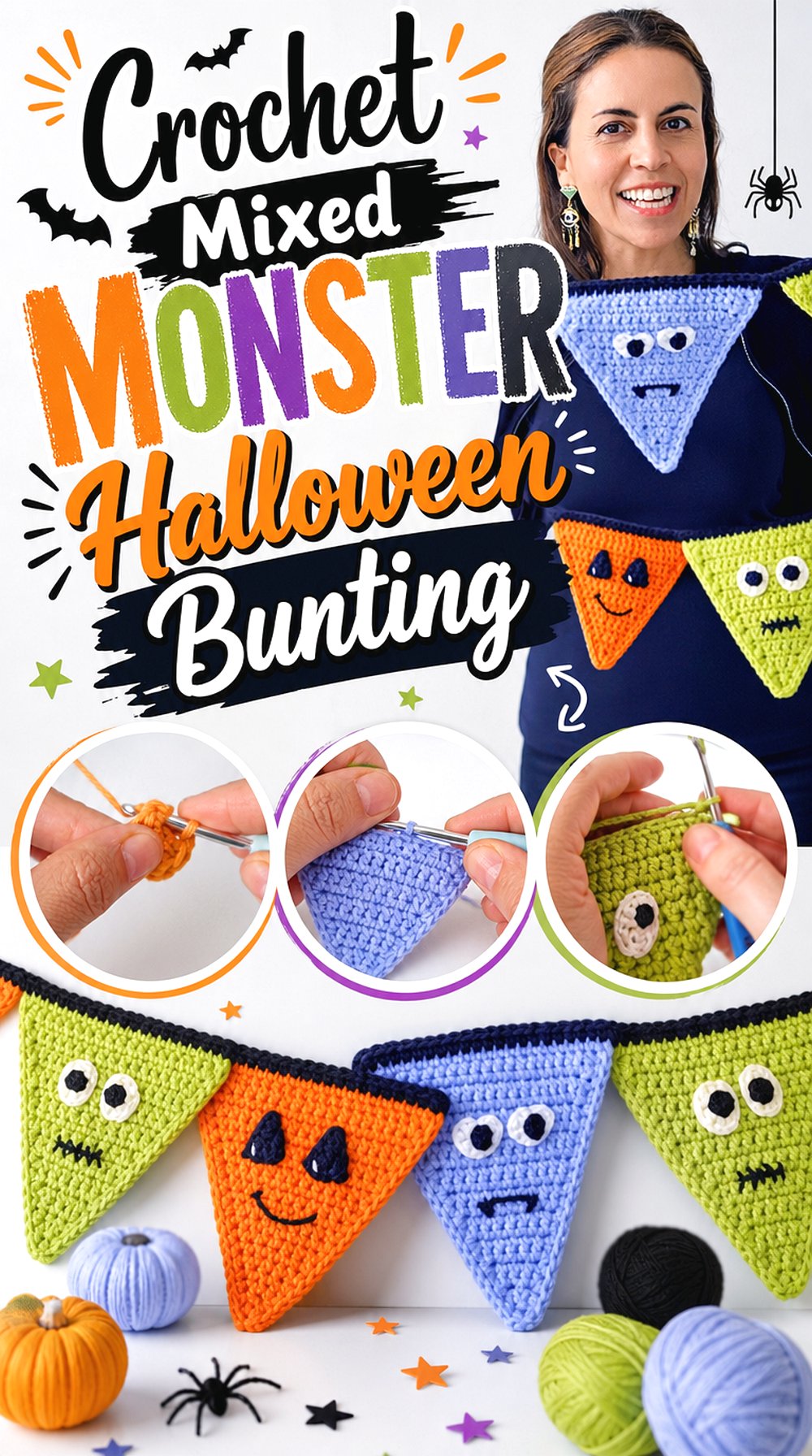 Crochet Mixed Monster Halloween Bunting