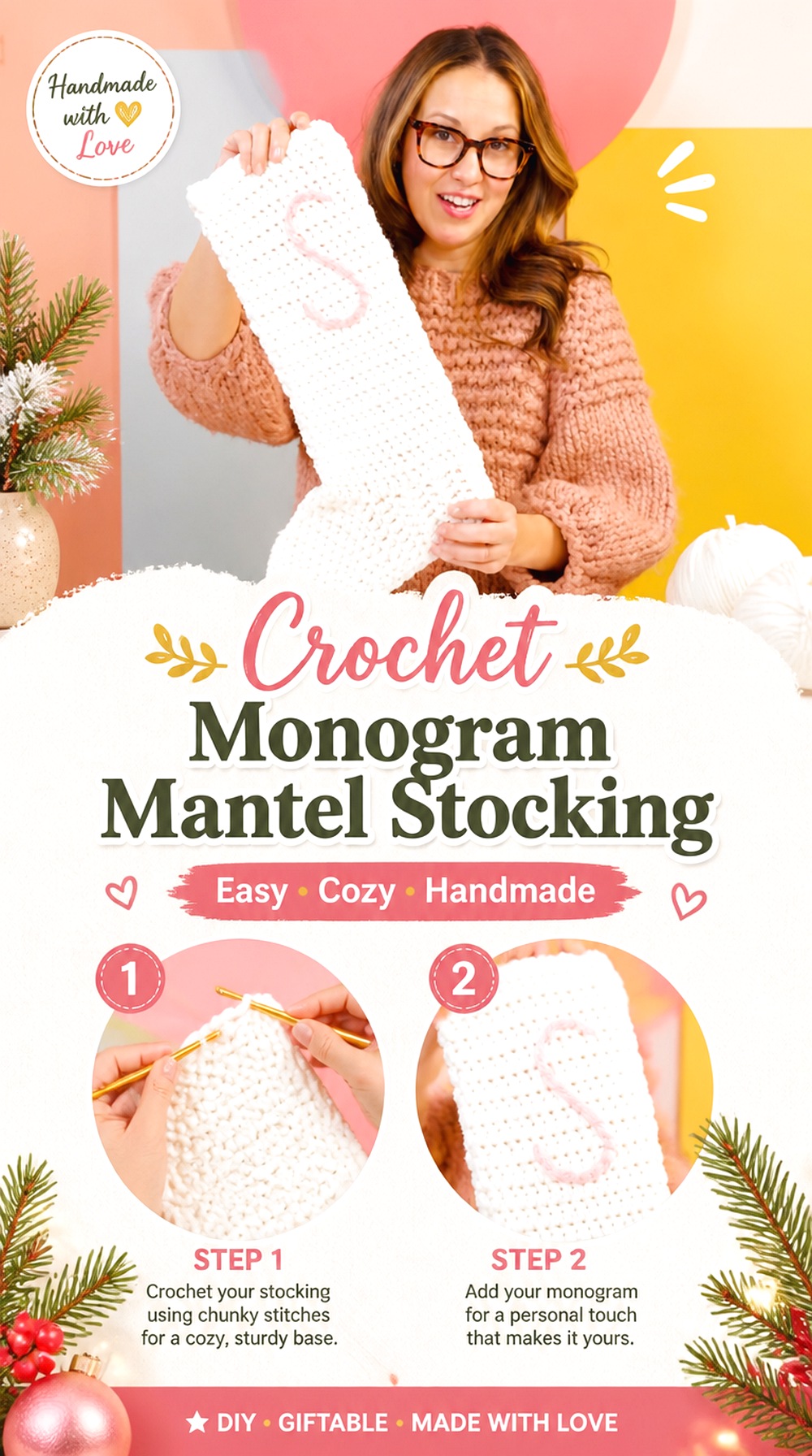 Crochet Monogram Mantel Stocking