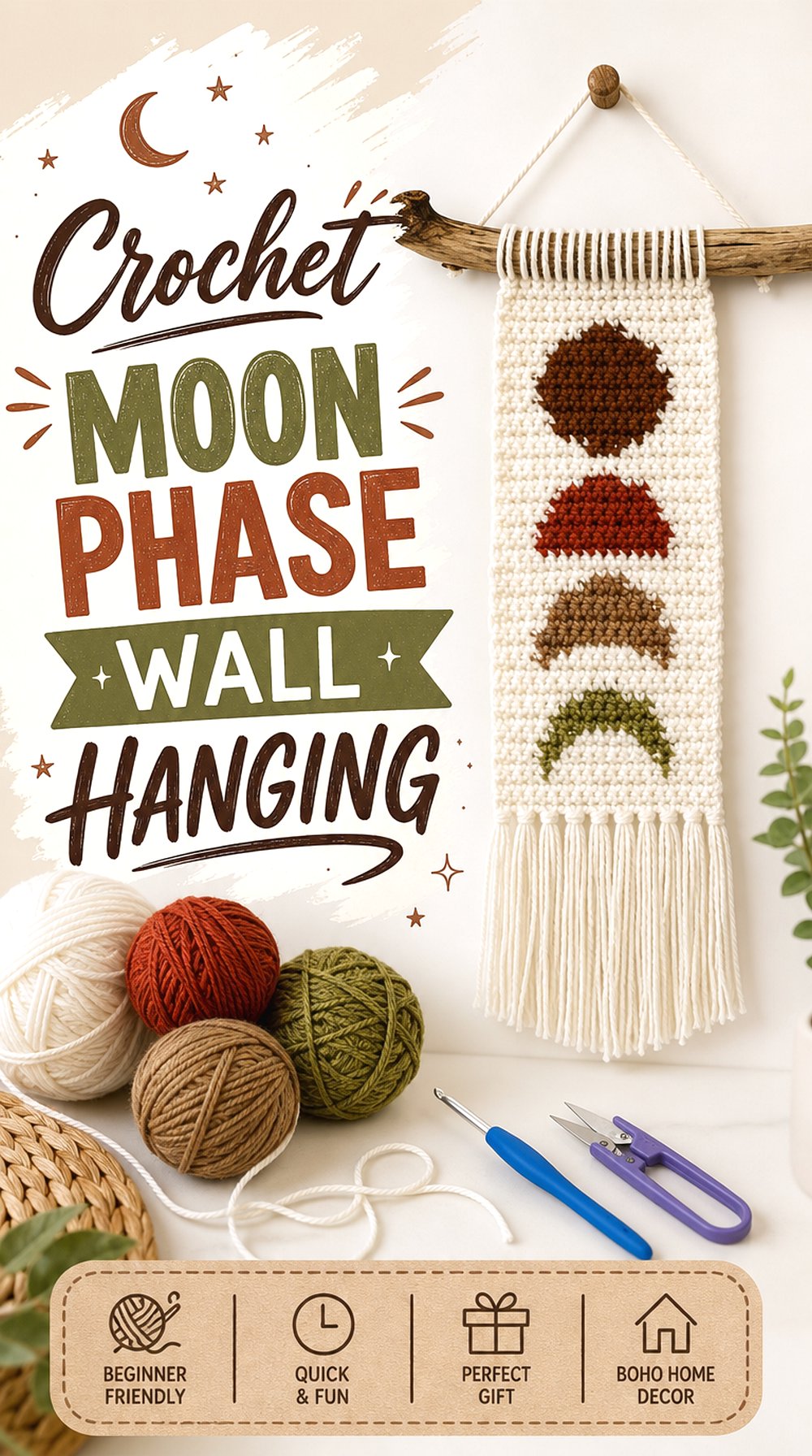 Crochet Moon Phase Wall Hanging