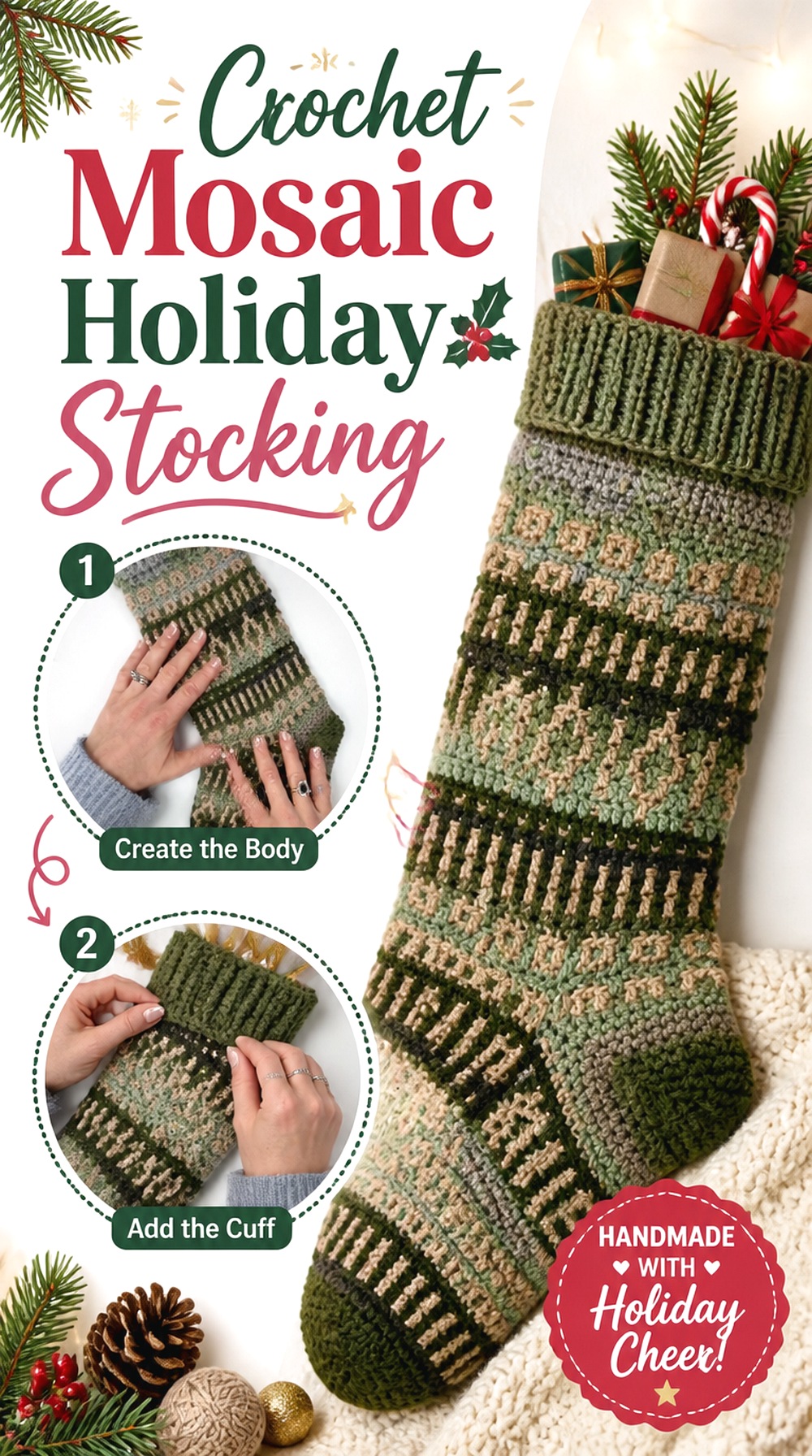 Crochet Mosaic Holiday Stocking