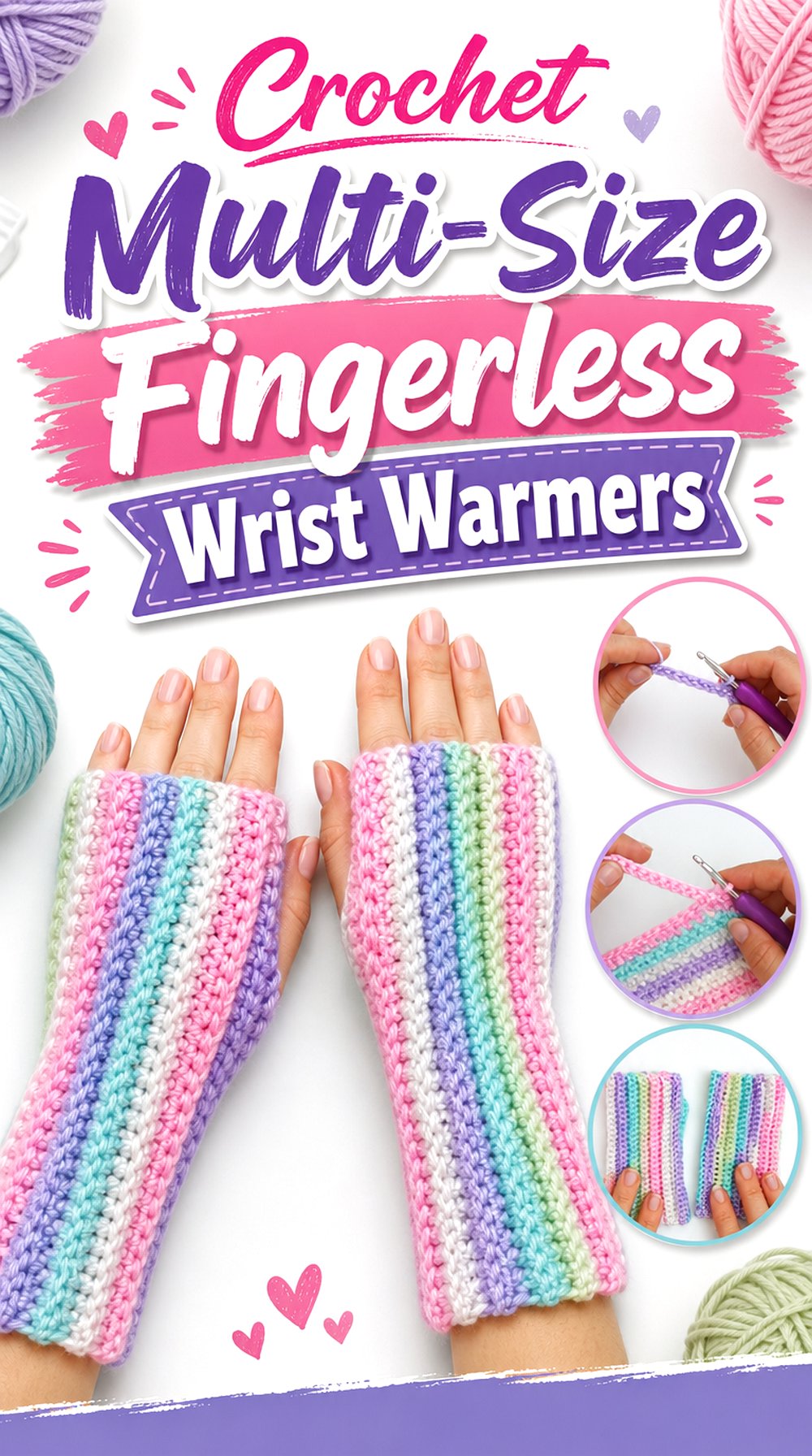 Crochet Multi Size Fingerless Wrist Warmers