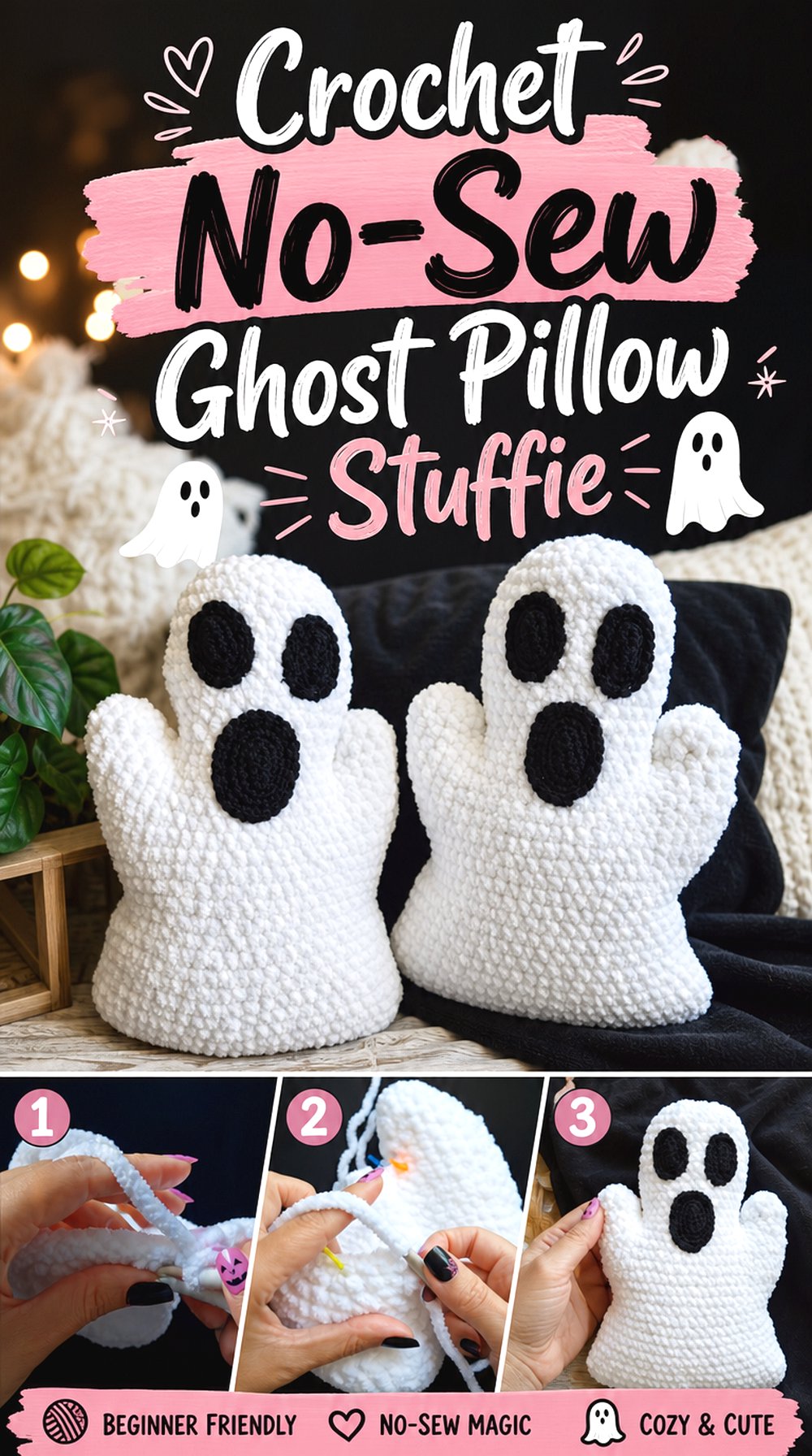 Crochet No Sew Ghost Pillow Stuffie