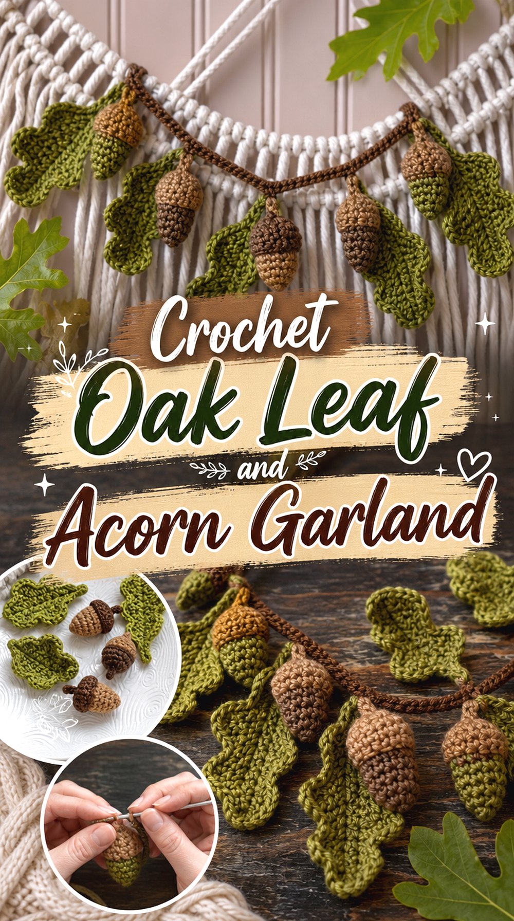 Crochet Oak Leaf and Acorn Garland