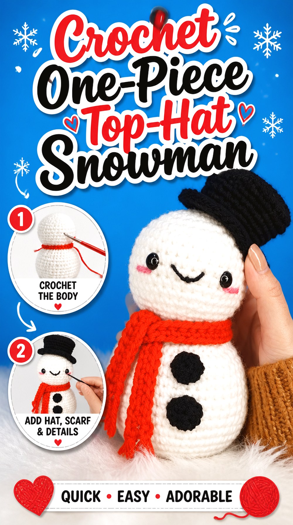 Crochet One Piece Top Hat Snowman