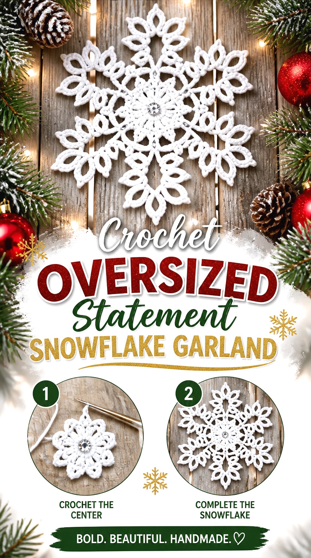Crochet Oversized Statement Snowflake Garland