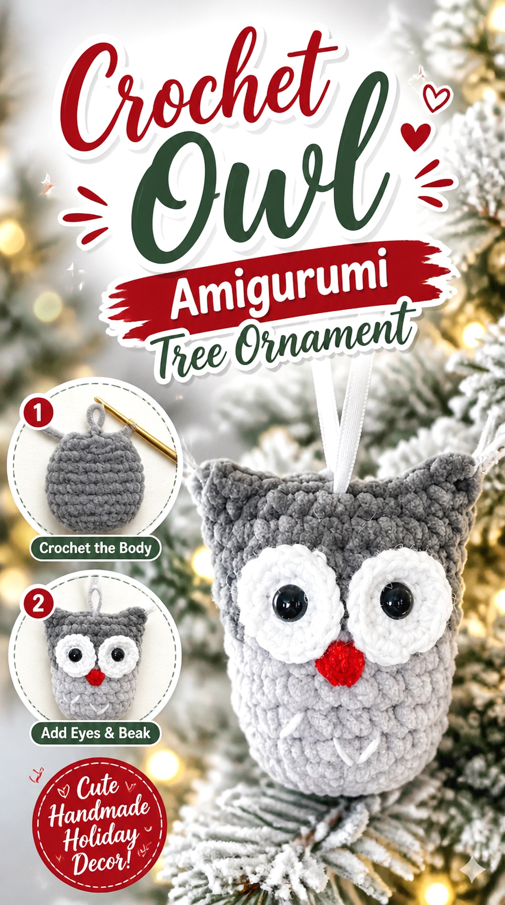 Crochet Owl Amigurumi Tree Ornament