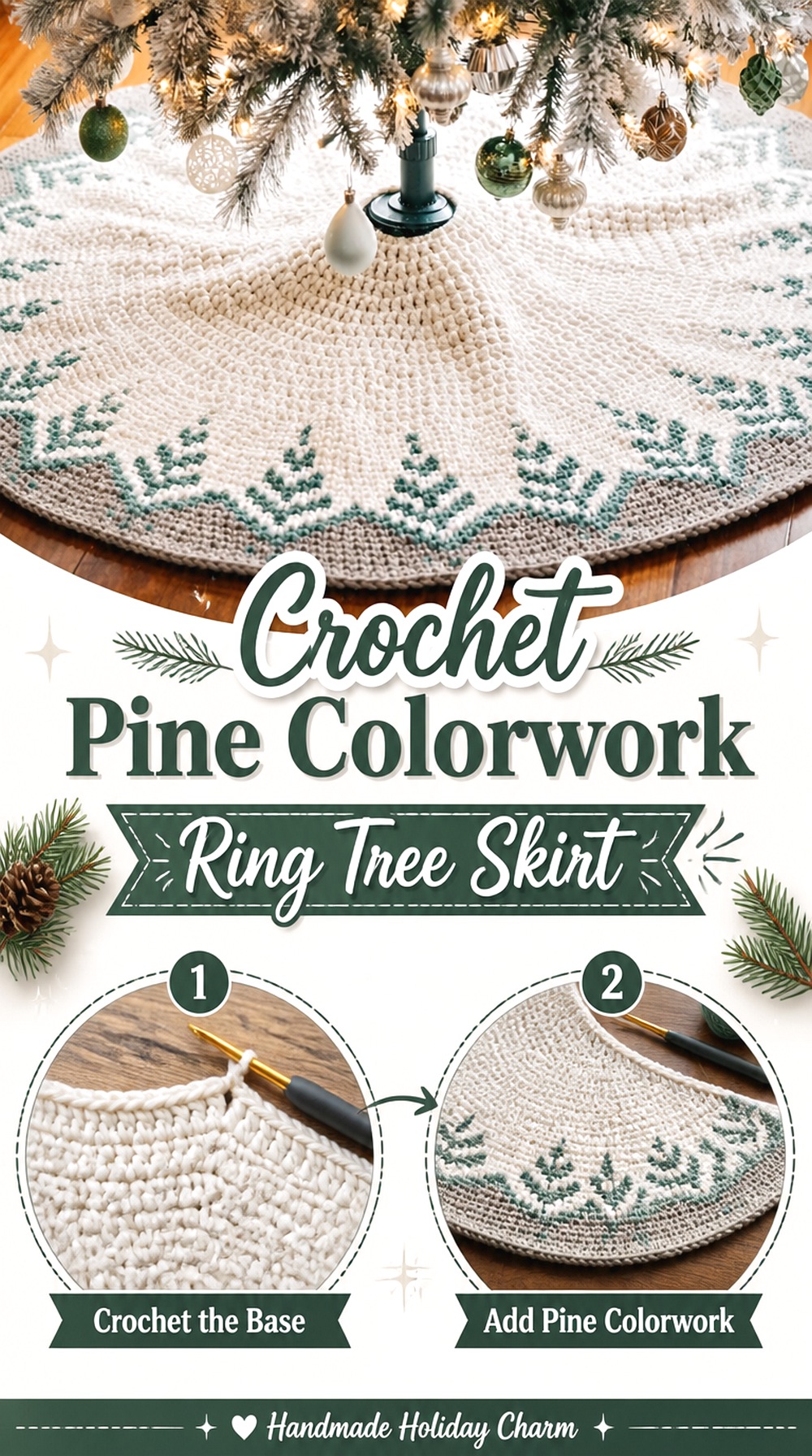 Crochet Pine Colorwork Ring Tree Skirt