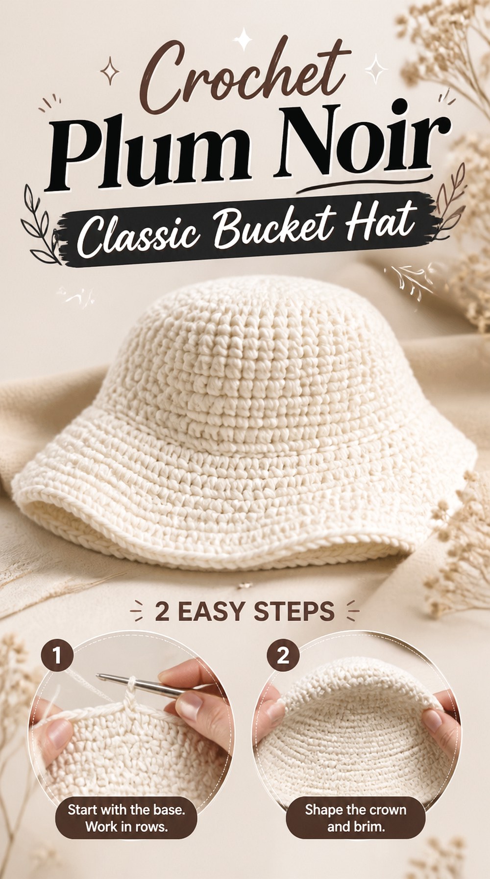 Crochet Plum Noir Classic Bucket Hat