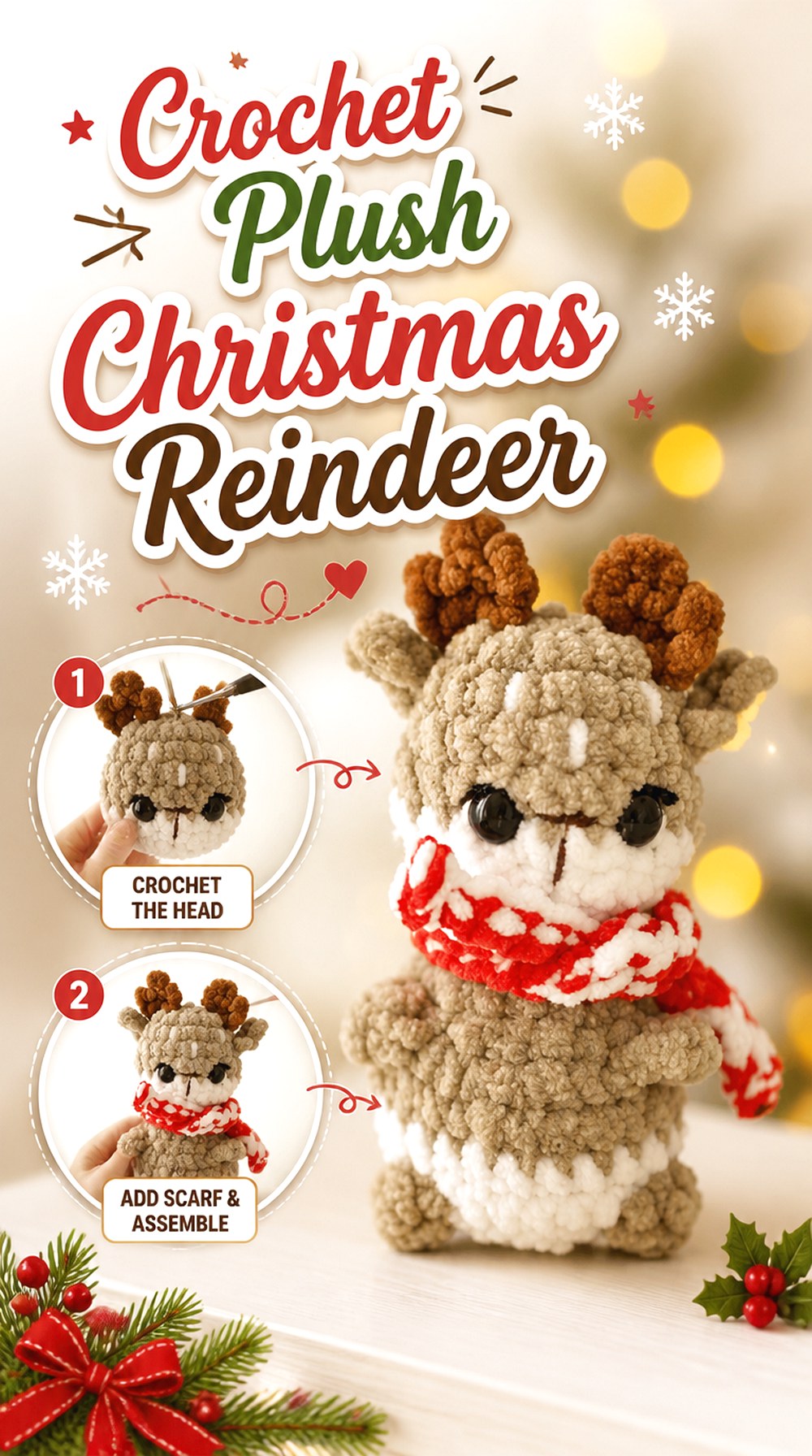 Crochet Plush Christmas Reindeer