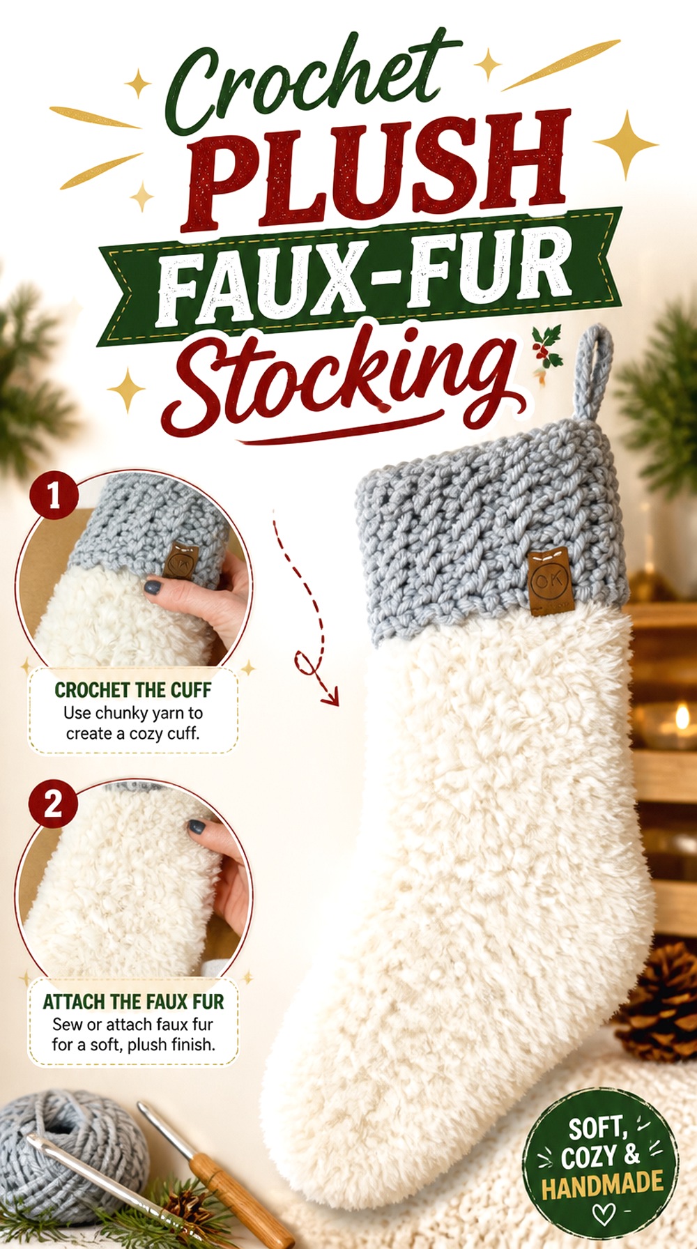 Crochet Plush Faux Fur Stocking