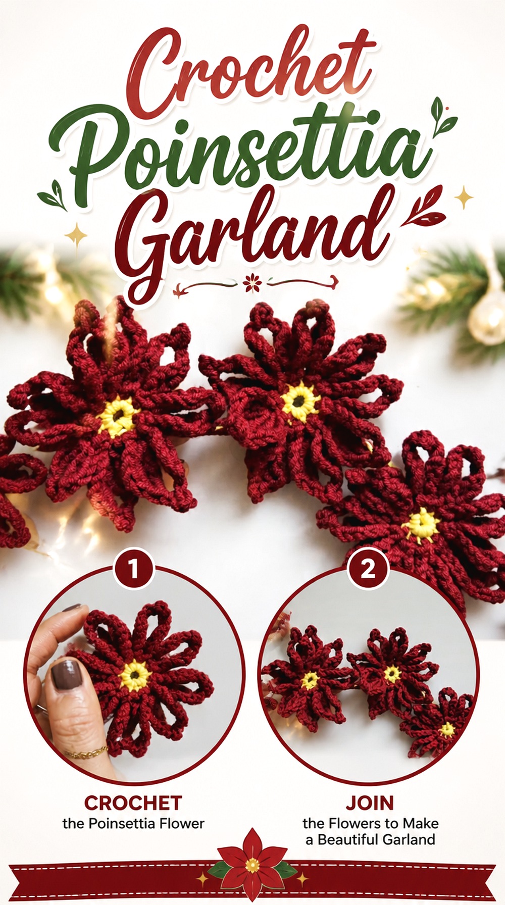Crochet Poinsettia Garland