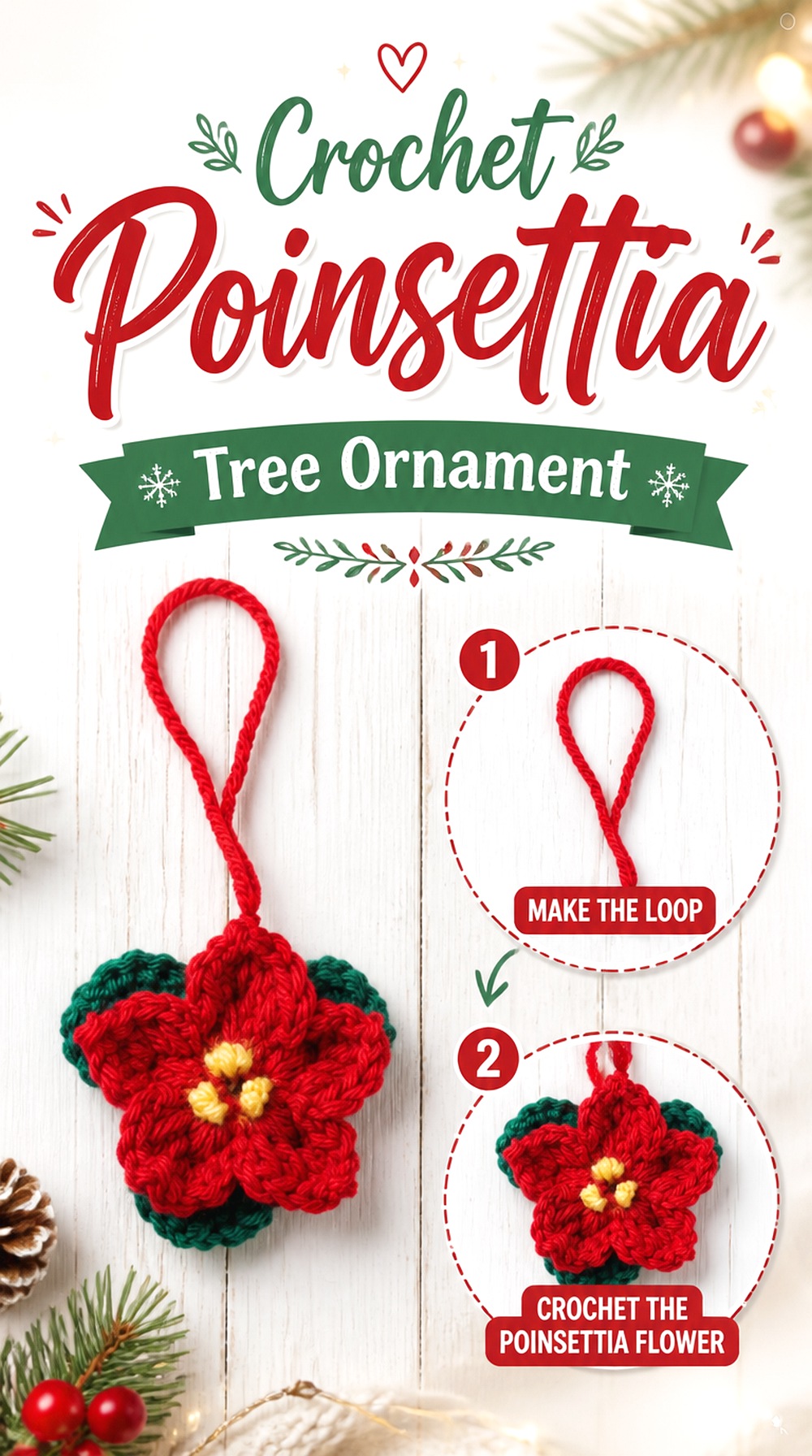 Crochet Poinsettia Tree Ornament