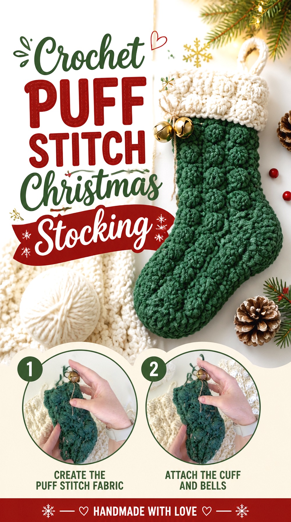 Crochet Puff Stitch Christmas Stocking
