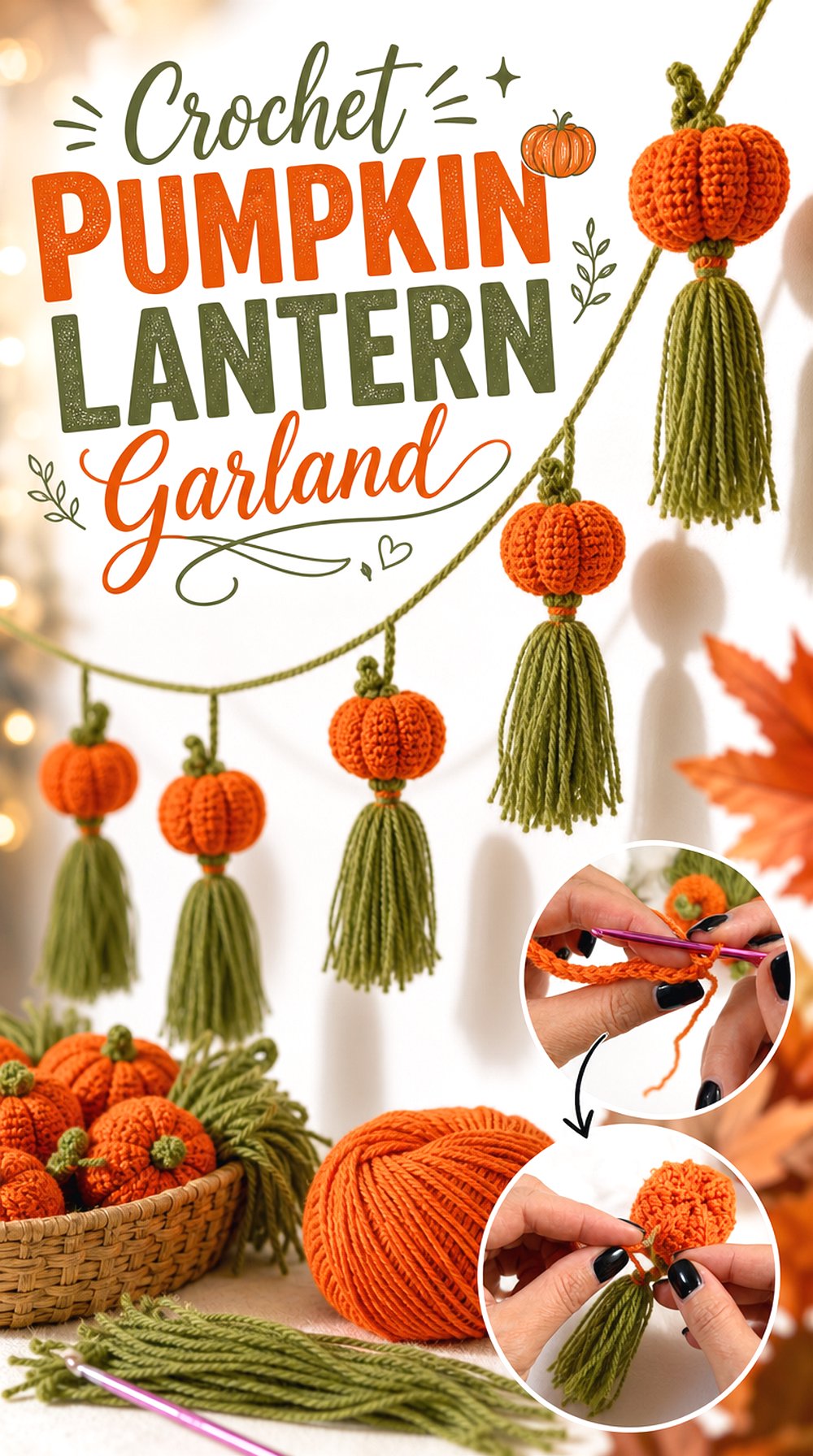 Crochet Pumpkin Lantern Garland