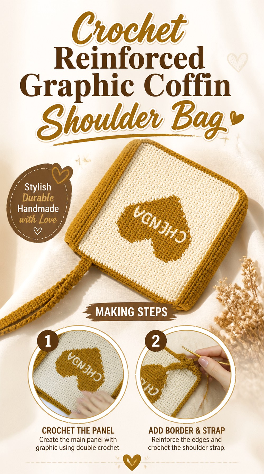 Crochet Reinforced Graphic Coffin Shoulder Bag
