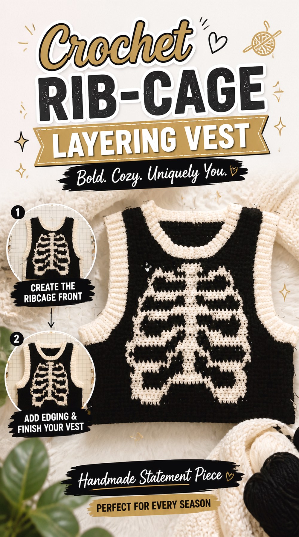 Crochet Rib Cage Layering Vest